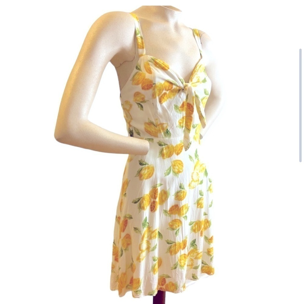 Socialite Lemon Print Rayon Mini Dress - Picture 3 of 12